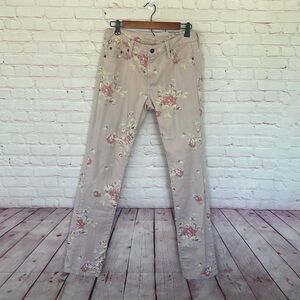 Garnet Hill floral skinny jeans size 4 Shabby chic